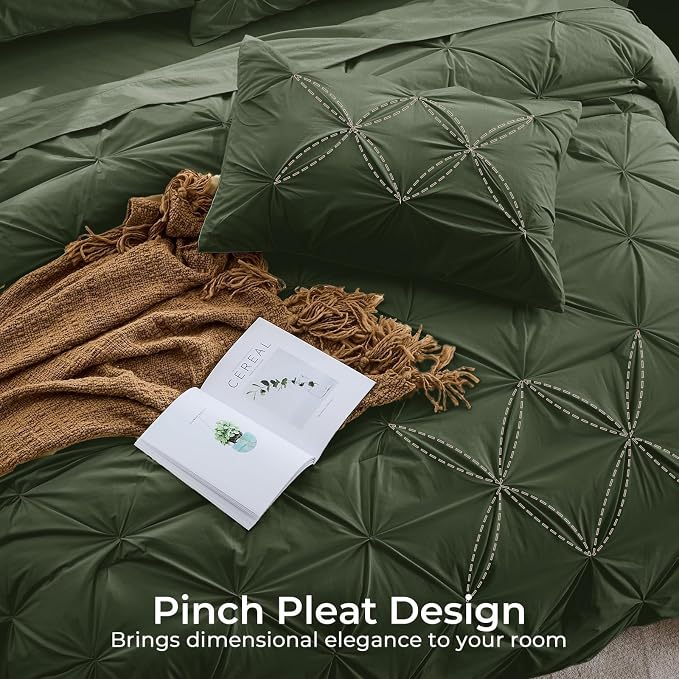 Sasttie King Size Comforter Set, 7-Piece Bed in a Bag, Pintuck Bedding Sets - Image 4