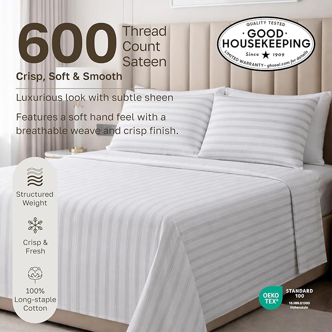 CALIFORNIA DESIGN DEN 5-Star Hotel 600 Thread Count 100% Cotton, Soft & Smooth - Image 3