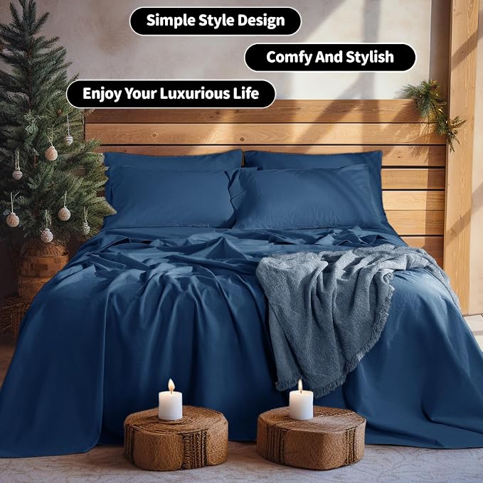 LBRO2M 100% Pure Linen Sheet Set Deep Pocket Up to 16" Bed Sheets Sets - Image 8