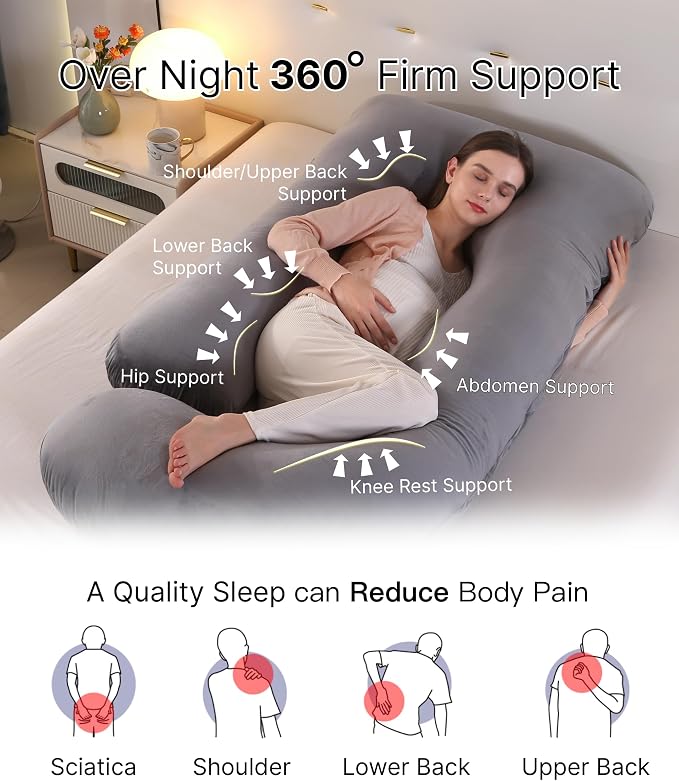 ALLOPERA Pregnancy Pillow, Full Body Maternity Pillow 57 inch, - Image 2