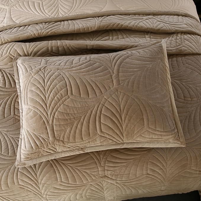 ROOMLIFE Quilt Set King Size 3D Floral Embroidery Pattern 3-Piece Cotton - Image 5