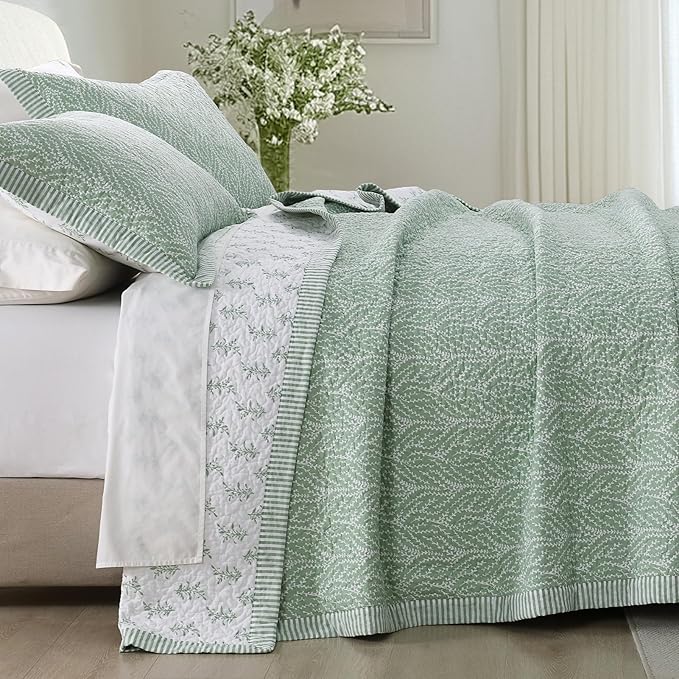 SahSahCasa Quilt Set King Size, 100% Cotton Quilt Bedding Set Bedspread - Image 4