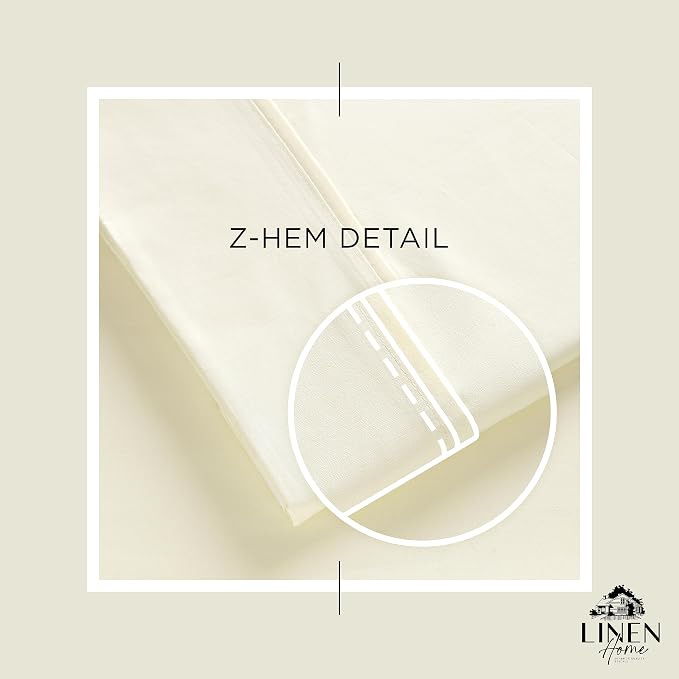 Linen Home 100% Cotton Percale 1 Flat Sheet, Full Size - Image 3