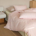 mixinni Gingham Duvet Cover Twin XL Size, 100% Cotton Light Pink and White by mixinni