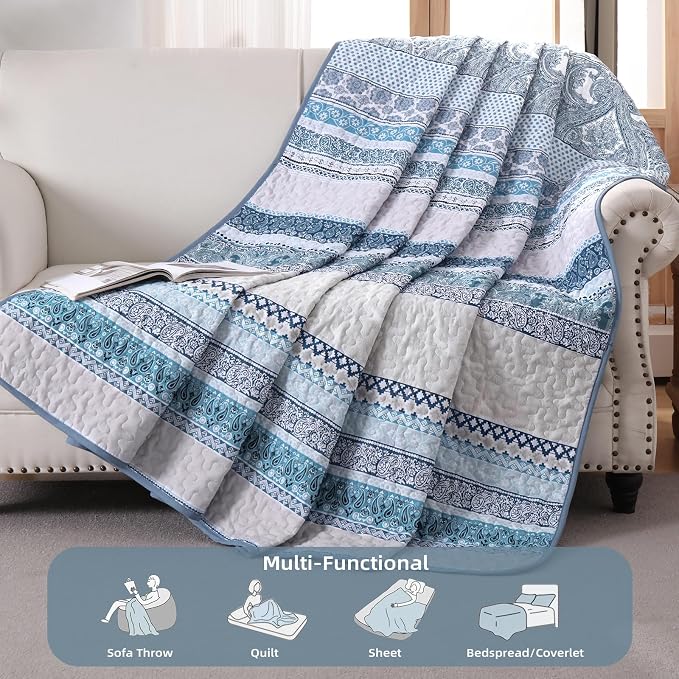 WONGS BEDDING Boho Quilt Set Oversize California King Size, Lightweight - Image 3