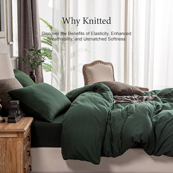PURE ERA Jersey Knit Duvet Cover Set 100% T-Shirt Cotton Super Soft Comfy 3pc - Image 4