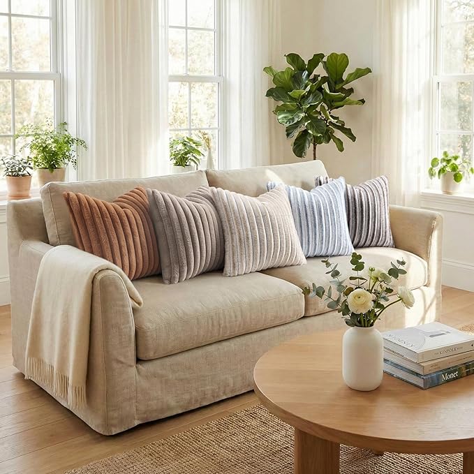 Pallene Faux Fur Plush Throw Pillow Covers 26x26 Set of 2, Luxury Soft Fluffy - Image 5