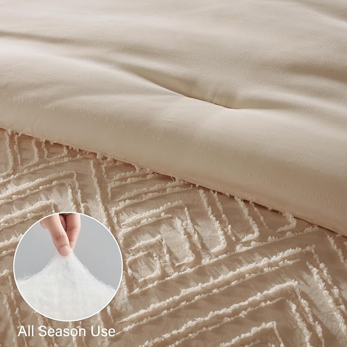 Zzlpp Queen Comforter Set 7 Pieces, Tufted Boho Bedding Set - Image 5