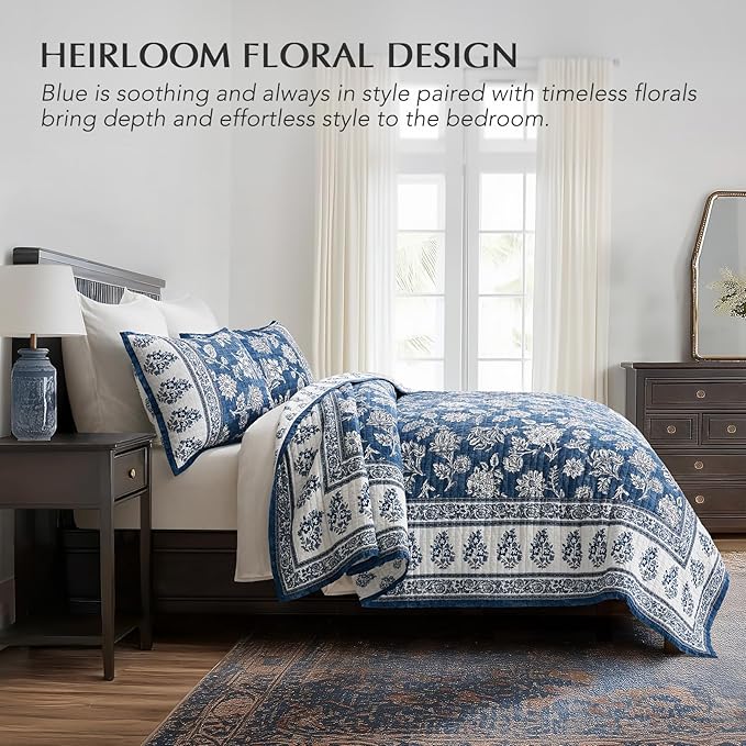 EverGrace Cotton Quilt Set Queen Size, 100% Cotton Reversible Lightweight - Image 2