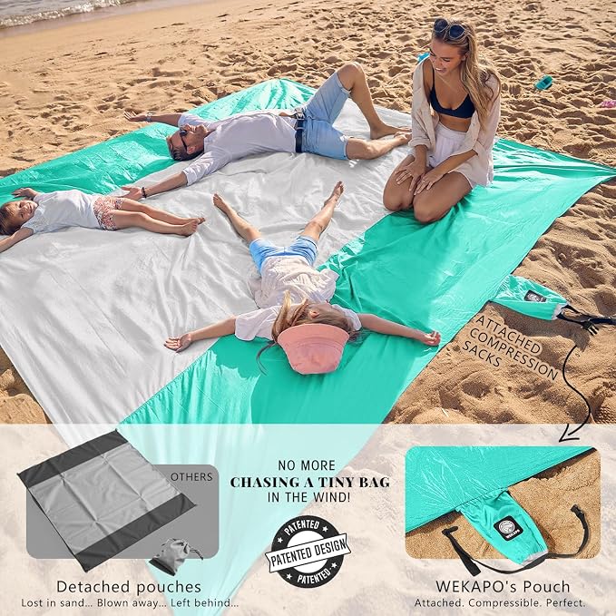 WEKAPO Beach Blanket Sandproof Waterproof, Extra Large Beach Mat, Oversized & - Image 2