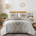 Dintszyayue Brown Boho Quilt Set King, 3 Pieces Aztec Texture Quilt by Dintszyayue