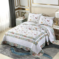 ROOMLIFE Quilt Set Queen Size 3D Floral Embroidery Pattern 3-Piece Cotton by ROOMLIFE