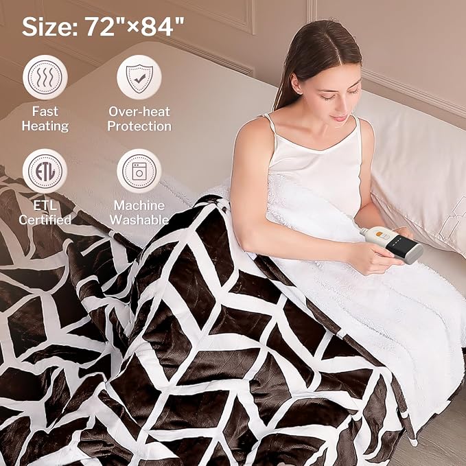 VENTIMI Electric Blanket Heated Throw, Fast Heating Blankets - Image 5