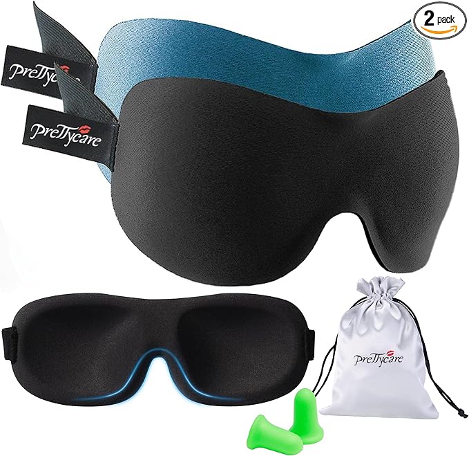 PrettyCare 3D Sleep Mask 2 Pack, Eye Mask by PrettyCare