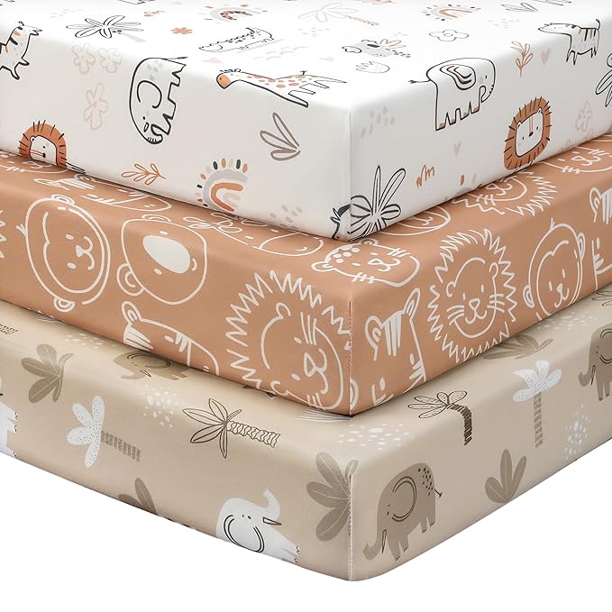 Baby Mini Crib Sheets Boy, Portable 38”x26” Pack and Play Sheets Fitted by FIEMOL