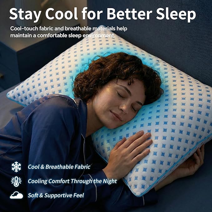King Size Pillows Set of 2 for Sleeping, Cooling Adjustable Memory Foam Pillows - Image 2