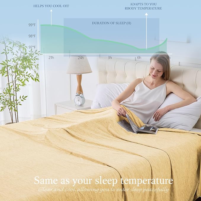 Cooling Blanket Throw Size, Cold Blanket Thin Lightweight Breathable Soft - Image 3