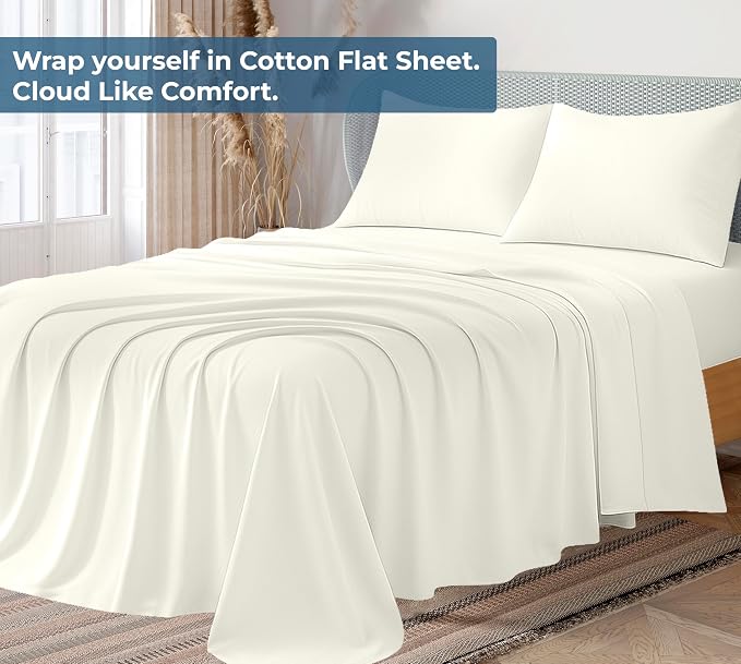 Royale Linens 100% Organic Cotton Full Flat Sheet Only - Image 2