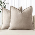 MIULEE Decorative Linen Pillow Covers 18x18 Inch Natural Linen Boho Farmhouse by MIULEE