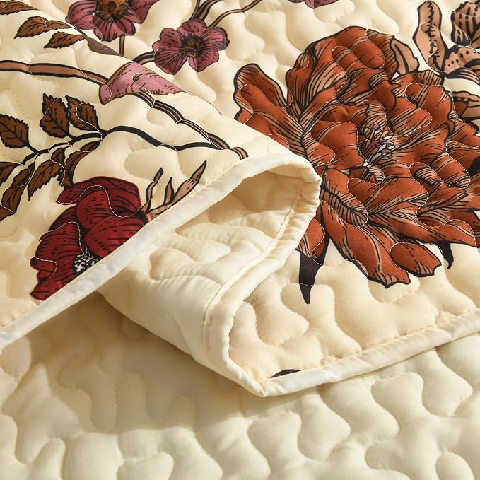 Litanika Floral Beige Quilt Queen Size - Image 5