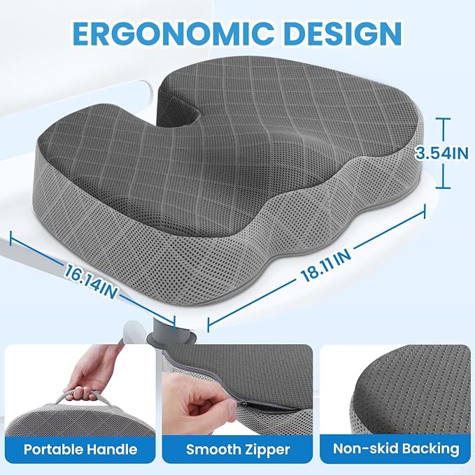 TushGuard Office/Car Seat Cushion, Non-Slip Sciatica & Back Coccyx Tailbone - Image 2