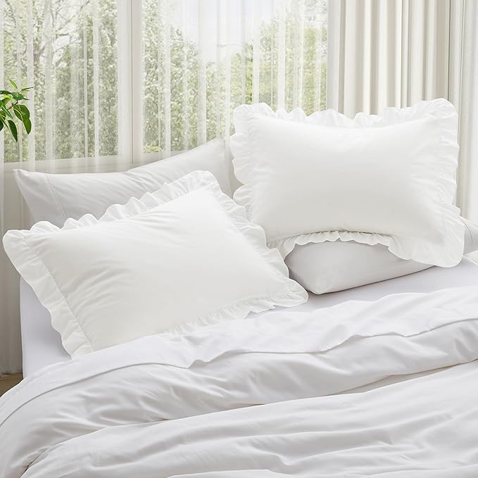 KKJIAF Ruffle Pillow Cases King Size Set of 2, Ruffled Pillow Covers - Image 2