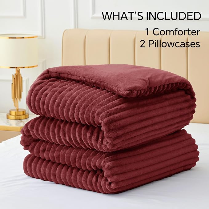 BEDELITE Fleece California King Comforter Set -Super Soft & Warm Fluffy - Image 9