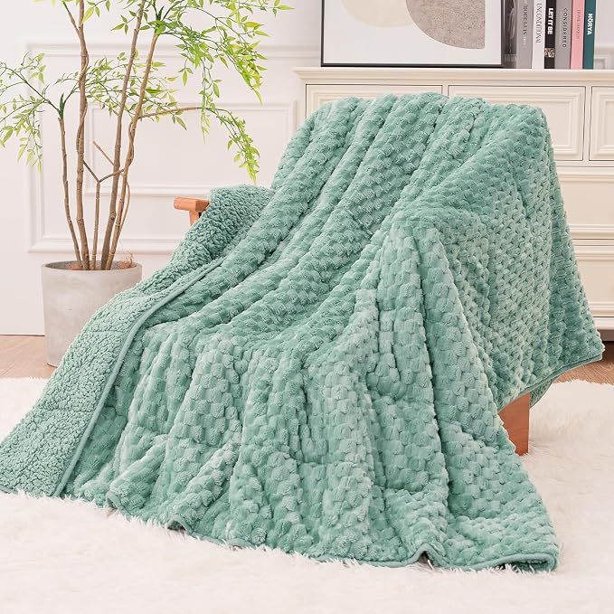 Super Fuzzy Soft Fleece Sherpa Weighted Blanket 15 lbs by EazfyPro