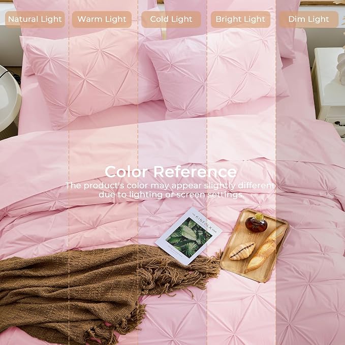 Sasttie Twin XL Comforter Set, 5-Piece Bed in a Bag, Pintuck Bedding Set - Image 9