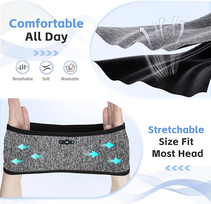 2 Pack Sleep Headphones Bluetooth 6.0 Headband, 20Hr Headband Headphones - Image 5