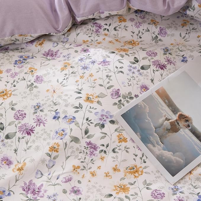 mixinni Floral Duvet Cover Set Full Size, 100% Cotton 3-Piece Bedding Set - Image 8