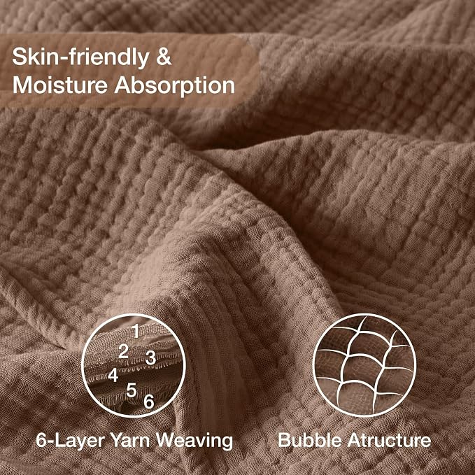 100% Cotton Muslin Blanket Large 50"x 70", Breathable and Lightweight Cotton - Image 3