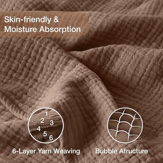 100% Cotton Muslin Blanket 40" x 40", Breathable and Lightweight Cotton Throw - Image 3
