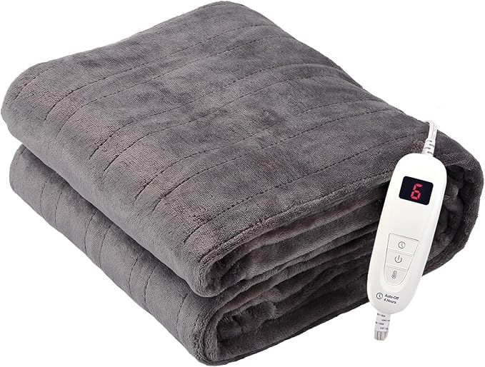 Tefici Electric Heated Blanket Throw, Super Cozy Soft 2-Layer Flannel 50" x 60" by StayWarmStayHappy