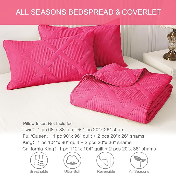 Exclusivo Mezcla King Quilt Set- Hot Pink Quilts Bedding Set - Image 6