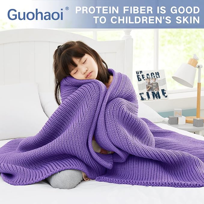 Guohaoi Knitted Weighted Blanket Kids No Beads Cooling Heavy Blanket, Home - Image 3