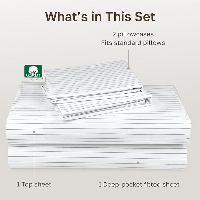 California Design Den Soft 100% Cotton Queen Size Bed Sheets Set, 400 TC Good - Image 4
