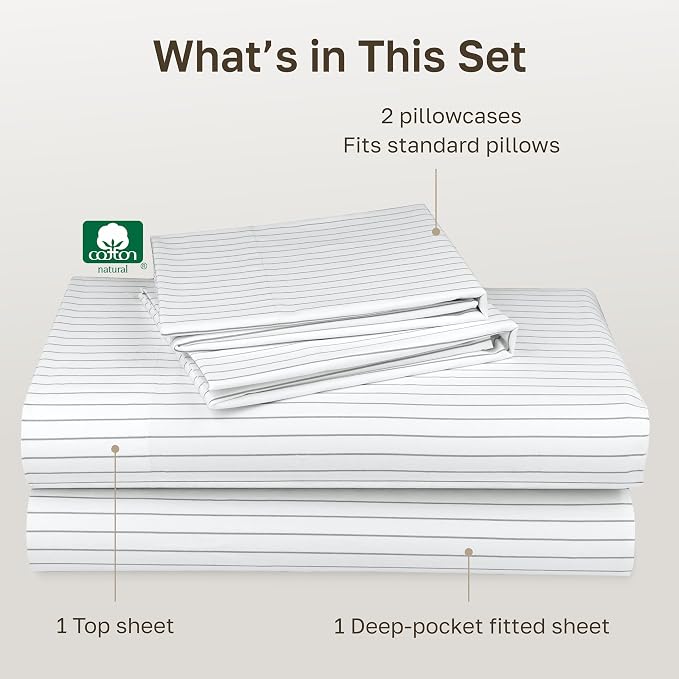California Design Den Soft 100% Cotton Full Size Bed Sheets Set, 400 TC Good - Image 4