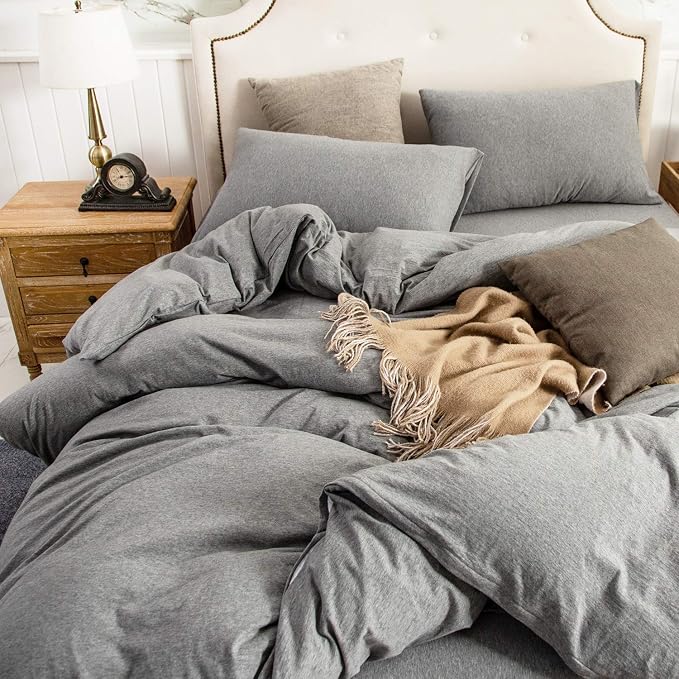 PURE ERA Jersey Knit Duvet Cover Set 100% T-Shirt Cotton Super Soft Comfy 3pc - Image 4