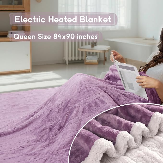 Heated Blanket Electric Blanket Queen Size 84''x90'' - Image 2