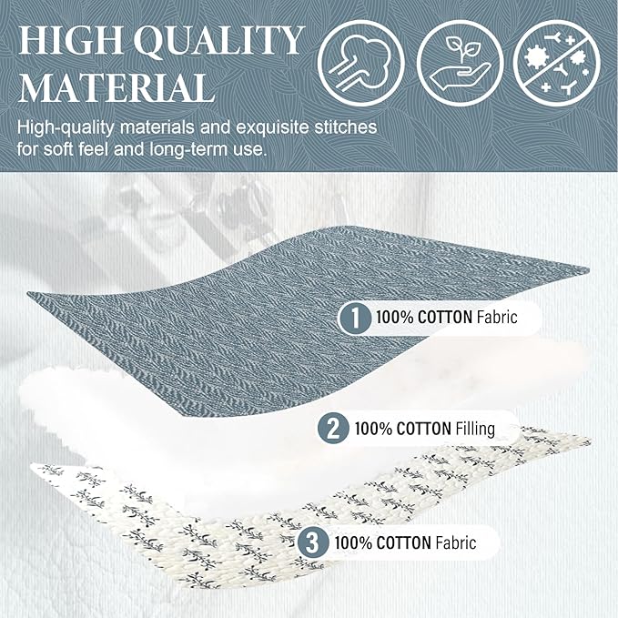 SahSahCasa Quilt Set King Size, 100% Cotton Quilt Bedding Set Bedspread - Image 6