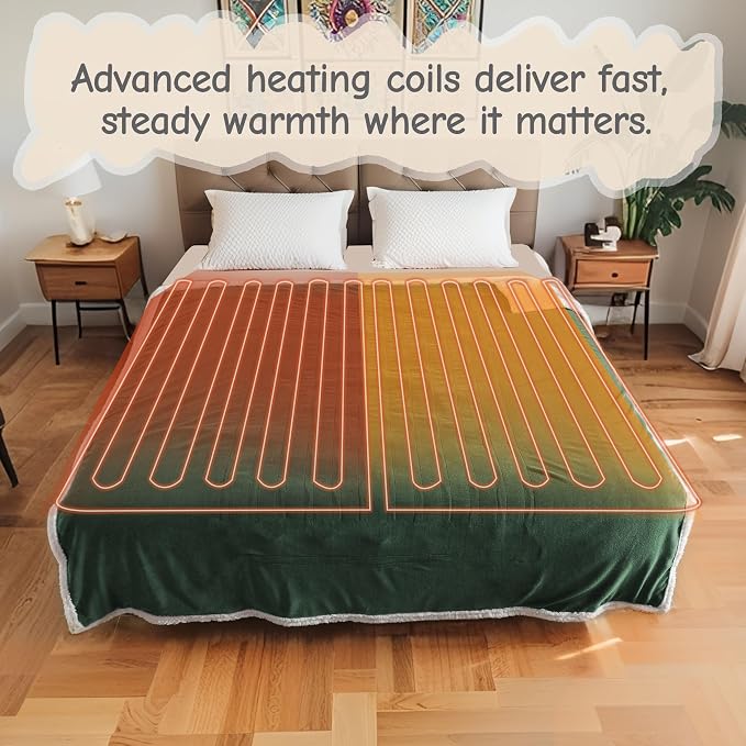 Electric Heated Blanket Throw Size 50"x60", Soft Flannel - Image 7