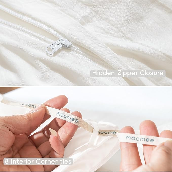 MooMee Bedding Duvet Cover Set 100% Washed Cotton Linen Like Textured - Image 8
