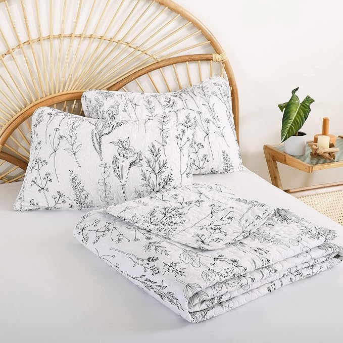 JANZAA Twin Quilt White Quilt Bed Spread Boho Quilt - Image 9