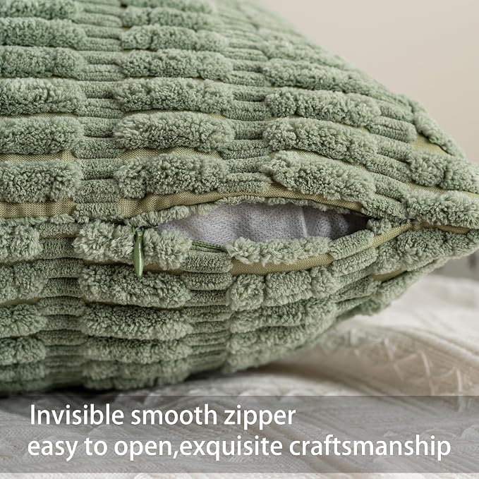 Aegero Pack of 2 Corduroy Decorative Throw Pillow Covers 22x22 Inch Soft - Image 3
