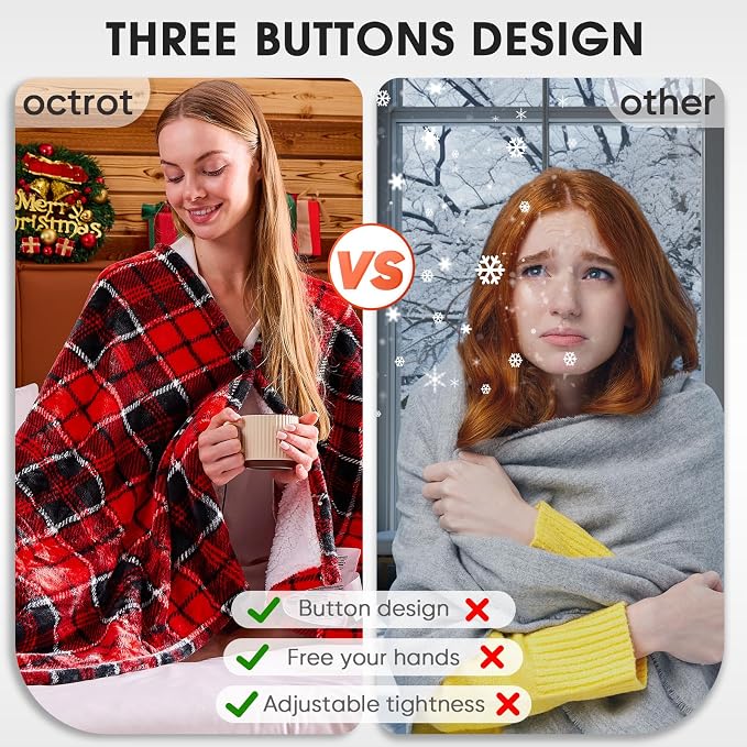 OCTROT Red Christmas Heated Blanket Electric Throw 50X60, Heating Throw Gift - Image 8
