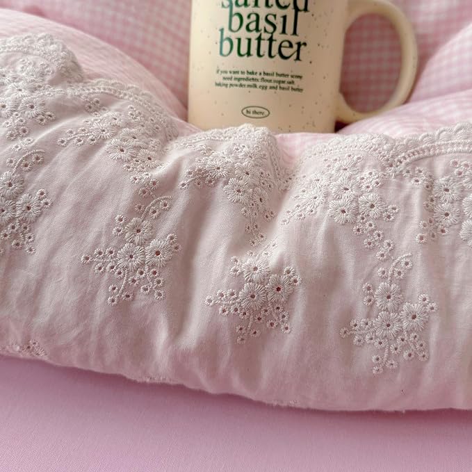 mixinni Pink Gingham Duvet Cover Full Size - Image 9