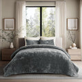EVERGRACE Velvet Quilt Set Queen Size, Luxurious Soft Striped Channel Bedding by EverGrace