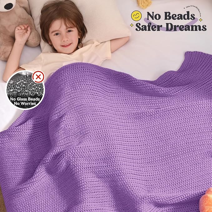 Guohaoi Knitted Weighted Blanket Kids No Beads Cooling Heavy Blanket, Home - Image 3