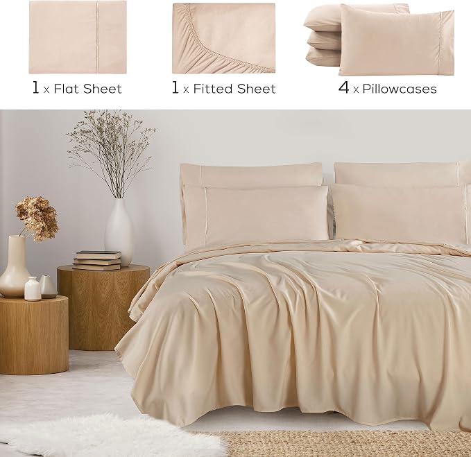 Mueller Ultratemp King Size Sheets Set, Super Soft 1800, 6 Piece, Deep Pocket - Image 2